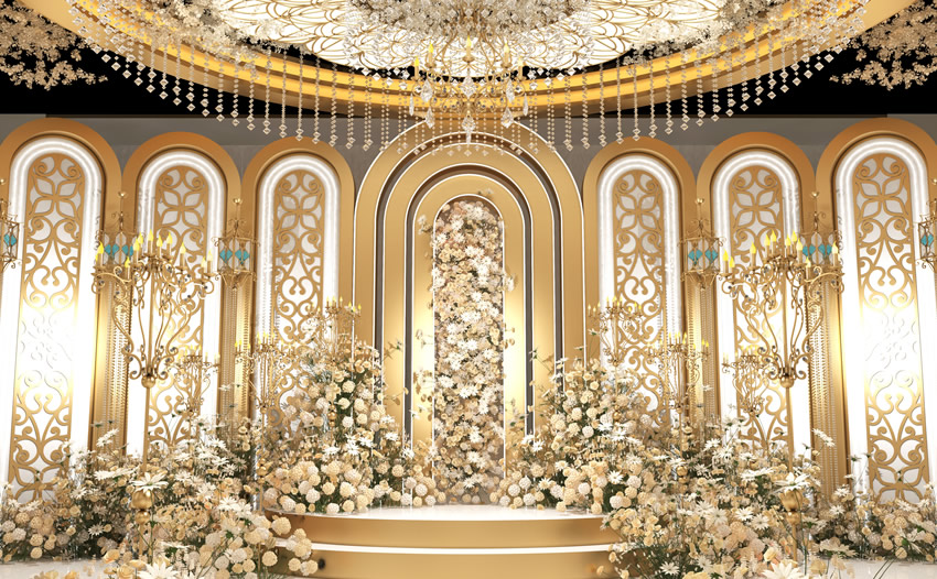 高青香槟色调婚礼堂效果展示